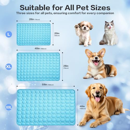 SISROL Cooling Mat for Dogs & Cats, Q-Max>0.4 Chill Fiber Pet Cooling Pad, Washable Non-Slip Non-Toxic Portable Cooling Bed for Small Medium Large Pets, Indoor & Outdoor Use - size: Medium (28"x22")