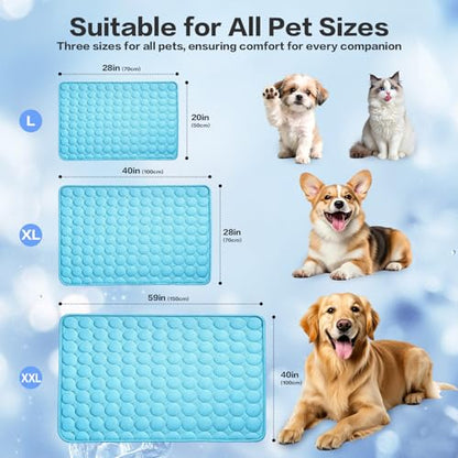 SISROL Cooling Mat for Dogs & Cats, Q-Max>0.4 Chill Fiber Pet Cooling Pad, Washable Non-Slip Non-Toxic Portable Cooling Bed for Small Medium Large Pets, Indoor & Outdoor Use - size: Large (40"x28")