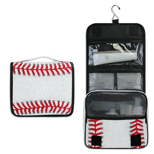 Baseball Lace Sport Theme Hanging Toiletry Makeup Bag Travel Organizers Toiletries Cosmetics Bag for Men Women - color: Baseball