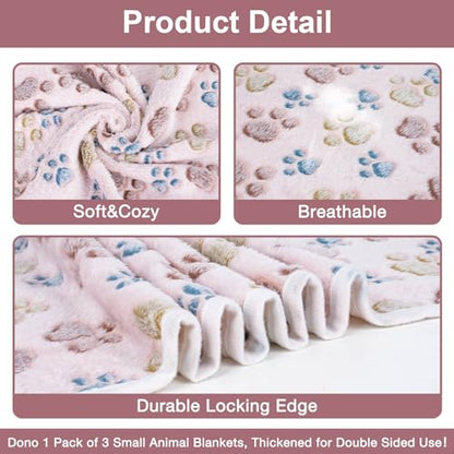 Dono 1 Pack 3 Blankets Soft Fluffy Paw Print Pattern Fleece Pet Blanket Warm Sleep Mat Puppy Kitten Blanket Doggy Mat Paw Print for Animals-23 * 16in - color: Lightpaw, size: Large(41*31")