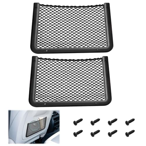 2 PCS Car Net Pocket, ABS Plastic Frame Cargo Net Storage Car Pockets Phone Net, Cars Mesh Nets Pockets with Screws for Auto, RV, Boat, and Camper Storage Nets (11.8 x 7.9 Inch) - size: 11.8 x 7.9 Inch