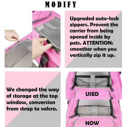 GAPZER Pet Carrier for Large and Medium Cats, Soft-Sided Pet Carrier for Big Medium Cats and Puppy Dog Carriers Cat Carriers, Pet Privacy Protection Travel Carrier - color: Pink