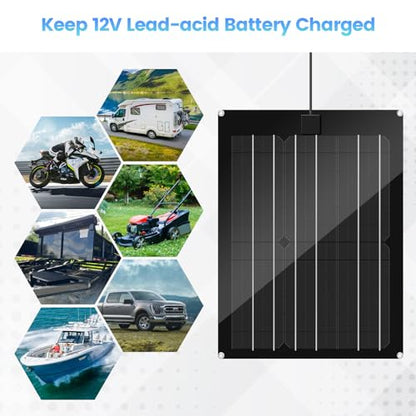 Solar Battery Charger Maintainer, Zuomeng 15W Solar Panel Kit for Dump Trailer Built-in Maintenance Pulse & Intelligent MPPT Charge Controller, Waterproof, Suitable for 12V Lead-Acid Battery