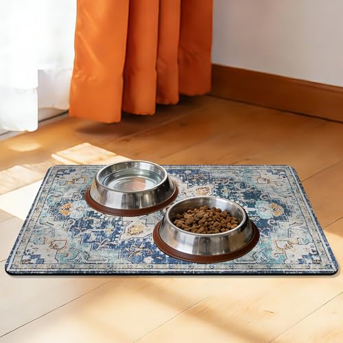 Cat Food Mat Pet Feeding Mats Dog Bowls Mat Cat Water Mat 12x20 Inch Boho7 - color: Bohemia Style 07