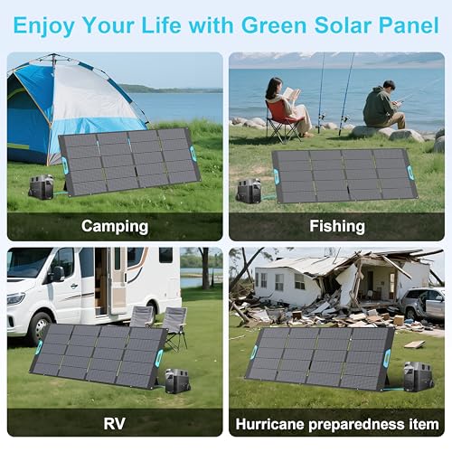400W Portable Solar Panel for Power Station, 23.5% High Efficiency ETFE Foldable Solar Panels Charger, Fast Installation with Kickstands, IP67 Waterproof for RV, Outdoor Camping, Off Grid Blackouts - style: EP-400W