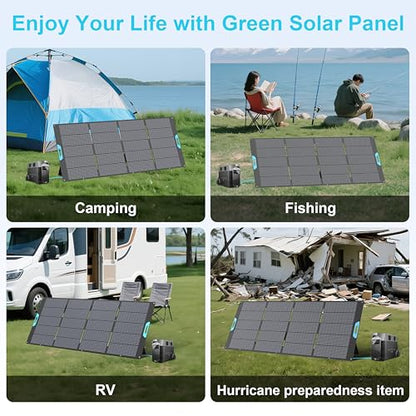 400W Portable Solar Panel for Power Station, 23.5% High Efficiency ETFE Foldable Solar Panels Charger, Fast Installation with Kickstands, IP67 Waterproof for RV, Outdoor Camping, Off Grid Blackouts - style: EP-400W
