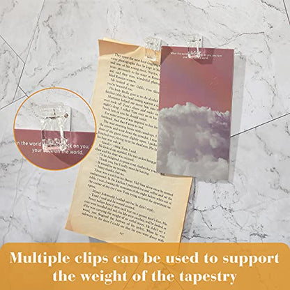 30 Pieces Self-Adhesive Clips Wall Tapestry Clips Sticky Plastic Photo Small Hanging Spring for Poster Photo Wall Teacher Student Home Applications(Clear) - color: Clear