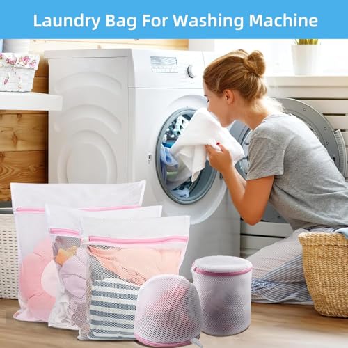 GOGOODA Mesh Laundry Bags for Delicates Durable Protective Wash Bags Travel Storage Bags for Intimates Lingerie, 7PCS (1XXL, 1XL,1L,1M,1S,2 bra bags) - size: 1XXL, 1XL,1L,1M,1S,2 bra bags