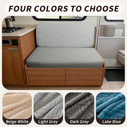 RV Dinette Cushion Covers, 2PCS Leaf RV Couch Cover, Camper Cushion Covers, Camper-rv Sofa Cover for Couch, Bench Seat & Dinette Booth Cushions(Light Grey,[39.4" to 49.2"]×[19.7" to 25.6"]) - color: Leaf/Light Grey/2pcs