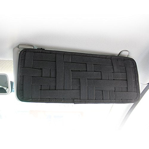 SourceTon 2 Packs Car Sun Visor Organizer, Car Visor Storage Anti-Slip Elastic Woven Board for Sunglass Holder Parking Fuel Card Digital Accessories