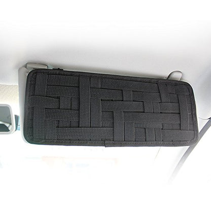 SourceTon 2 Packs Car Sun Visor Organizer, Car Visor Storage Anti-Slip Elastic Woven Board for Sunglass Holder Parking Fuel Card Digital Accessories