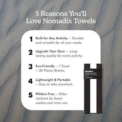 Nomadix Original Towel - Perfect for Beach, Pool, Travel, Camping, Yoga - Made with Recycled Materials - Super Absorbent - Sand Resistant - Cabana Stripe Black - 72.5x30 - color: Cabana Stripe Black