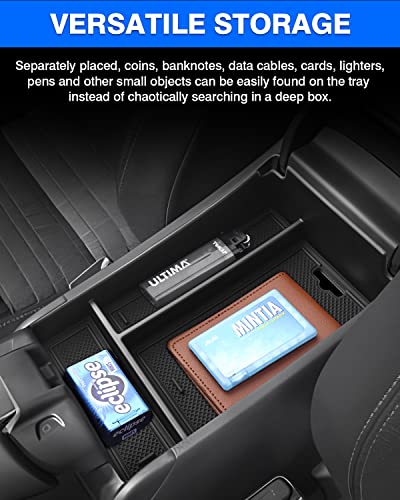 Autorder Center Console Organizer for 2023-2026 Honda HRV Accessories - Armrest Storage Box Secondary Insert Tray with Black&Red Mats - size: 2023+ HR-V Armrest Organizer
