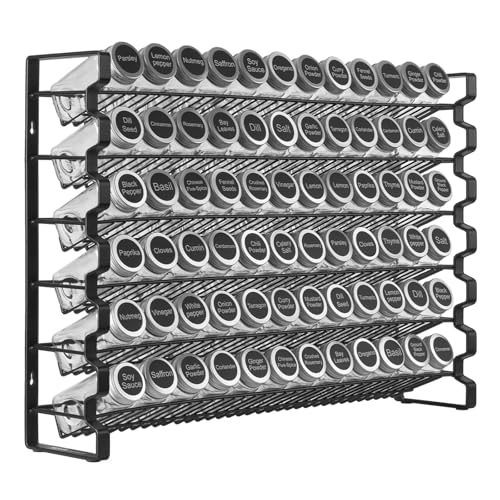 VEVOR Spice Rack Organizer for Cabinet, Spice Organizer with 72 Empty Spice Jars, Lids, Spice Labels, and Funnel Complete Set, Seasoning Organizer for Countertop, Kitchen, Pantry, Cupboard, 23x16 in - size: 23x16 in