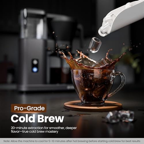 Kismile SCA-Certified 8 Cup Drip Coffee Maker, Pour Over Coffee Machine with 3s Instant Heat 197–205℉, Adjustable Flow Control, Removable Water Tank, Deep Cold Brew & 40 Min Keep Warm (Starry Grey) - color: Starry Gray