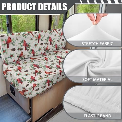 SEANATIVE Cardinal Birds RV Sofa Split Seat Cover 2-Piece Set Dinette Cushion Covers Replacement Camper Couch Cover Sofa Seat Cushion Slipcovers Dust Proof Bench Slip Cover Rectangle - color: Cardinal Birds