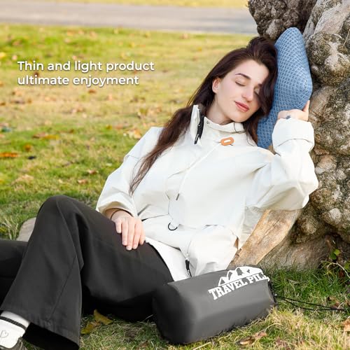 Travel Pillow Memory Foam Pillows, Camping Pillow-Compressible Medium Firm, Breathable Cover, Ideal Backpacking Hiking, Bed Pillows, Airplane and Car (Blue, S) - color: Blue, size: S-15.7*9.8in