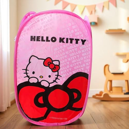 Cute Cartoon themed Laundry Basket, Mesh Pop Up Hamper with Carry Handles, Large Capacity Collapsible Storage for Room, Dorm | Travel & Camping (Kitty) - color: Kitty