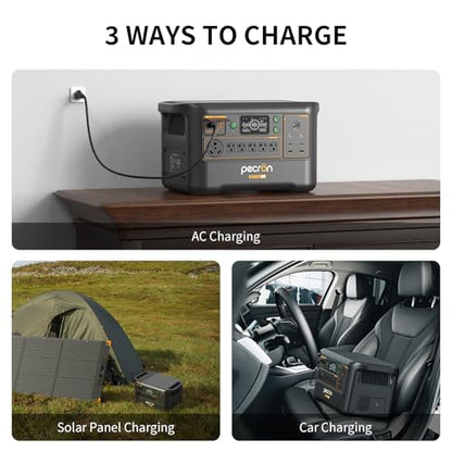 PECRON F3000LFP Solar Generator with 300W Solar Panel, 3072Wh Portable Power Station, 3600W LiFePO4 Battery Home Backup, Fast Charging Lithium Battery with 100W USB-C for Home, Camping, RV, Emergency - style: F3000LFP+300W