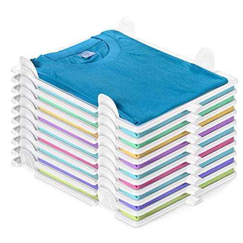 Accenter TShirt Organizer for Clothes Storage, Stackable Closet Organizer with Easy Access, Shirt Folder Board, Sturdy and Durable, Clothes Folder 10-Pack - size: Large 10 Pcs