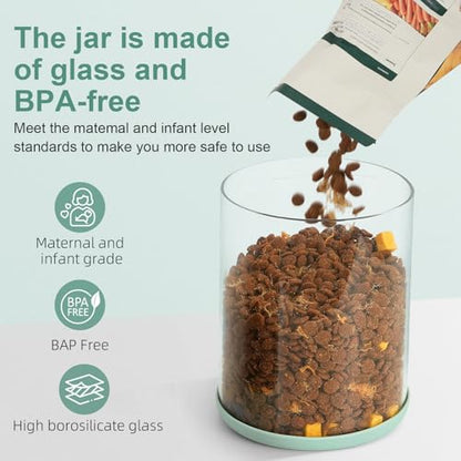 Dog Treat Container Airtight Jar 2.2Qt/2L, Glass Food Jars with One-Touch Lid for Dog or Cat Treats, Kibble, Snacks – Pantry Storage Canister for Kitchen or Countertop (2.2Qt - 2L) - size: 2.2 Qt