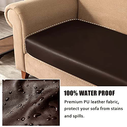 Faux Leather Couch Cushion Covers, Waterproof Sofa Cushion Slipcovers, Elastic RV Chair Seat Covers for Settee Seater, PU Leather Sofa Slipcovers Replacement Living Room (Chair Cushion, Chocolate) - color: Chocolate, size: Chair Cushion