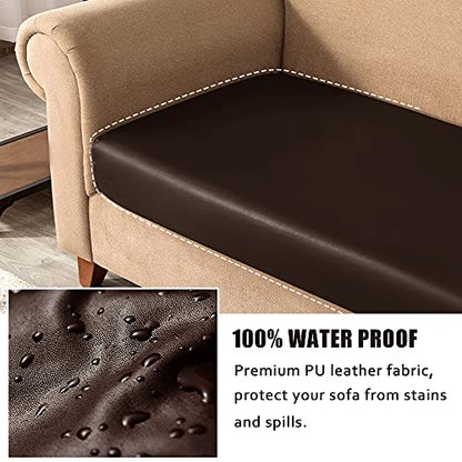 Faux Leather Couch Cushion Covers, Waterproof Sofa Cushion Slipcovers, Elastic RV Chair Seat Covers for Settee Seater, PU Leather Sofa Slipcovers Replacement Living Room (Chair Cushion, Chocolate) - color: Chocolate, size: Chair Cushion