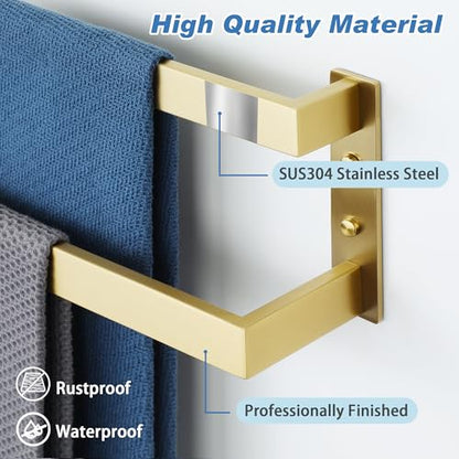 Alise Double Towel Bar, 24" Towel Racks for Bathroom Wall Mounted SUS304 Stainless Steel, Heavy Duty Bathroom Towel Holder, Quick Drying Towel Hanger, Brushed Gold - color: Gold, size: 24-inch