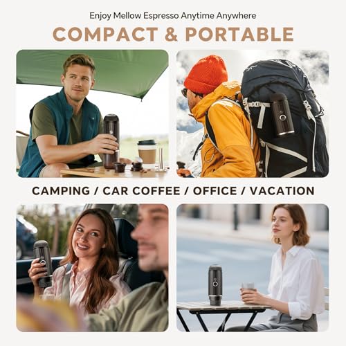 i Cafilas Portable Espresso Machine Self-Heating | Battery Powered Coffee Maker for Camping without Electricity| 2-in-1 Ground Coffee&NS Capsule|19 Bar| USB-C Fast Charge| Black Coffee Maker for Car - color: Black