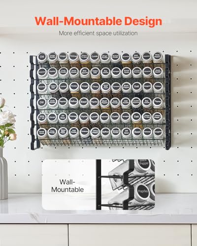 VEVOR Spice Rack Organizer for Cabinet, Spice Organizer with 72 Empty Spice Jars, Lids, Spice Labels, and Funnel Complete Set, Seasoning Organizer for Countertop, Kitchen, Pantry, Cupboard, 23x16 in - size: 23x16 in