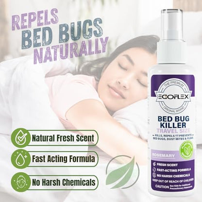 3-Pack Bed Bug Killer Spray - Travel Size TSA Approved - Repels Bed Bugs, Dust Mites, Lice & Fleas with Natural Essential Oils - Travel Essentials for Women - 3 Fl Oz