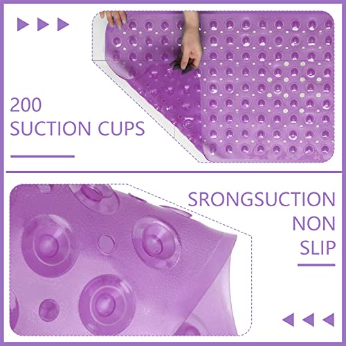 Sheepping Baby Bath Mat Non Slip Extra Long Bathtub Mat for Kids 40 X 16 Inch - Eco Friendly Bath Tub Mat with 200 Big Suction Cups,Machine Washable Shower Mat (Purple) - color: Purple