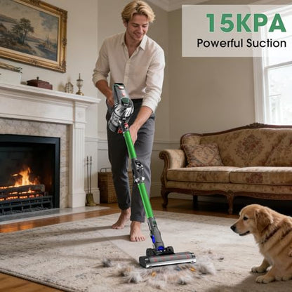 TRPYD Cordless Vacuum Cleaner, Upgraded 15KPA 70 Minutes, Powerful Suction, Rechargeable, Lightweight, 180° Bendable Cane Vacuum Cleaner for Home/Pet Hair/Carpet/Floor