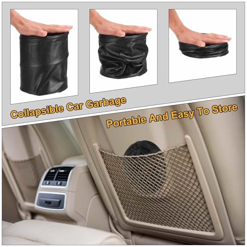 HARFINGTON 2 Packs Car Trash Can 0.9 Gallon Foldable Leak-Proof Garbage Organizer Portable Hanging Waterproof Truck Trash Bins for Van Automotive Vehicle Front Seat, Black - color: Black
