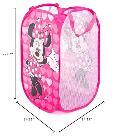 Jay Franco Disney Minnie Mouse Pop Up Hamper - Mesh Laundry Basket/Bag with Durable Handles (Official Disney Product) - color: Minnie Mouse - Pink