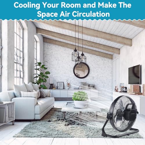 ZZE 14 Inch Battery Operated Fan Rechargeable, Upgraded with High Airflow Metal Blade Camping Fan, Cordless, Quiet, USB Phone Charge, 5-72H Working Time - size: 14 Inch