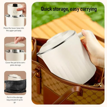 Travel Electric Kettle, 600ml Portable Hot Water Boiler, 600W Fast Heating with Smart Temperature Control for Trips, Camping, and Outdoor Use (US Plug, 110V)