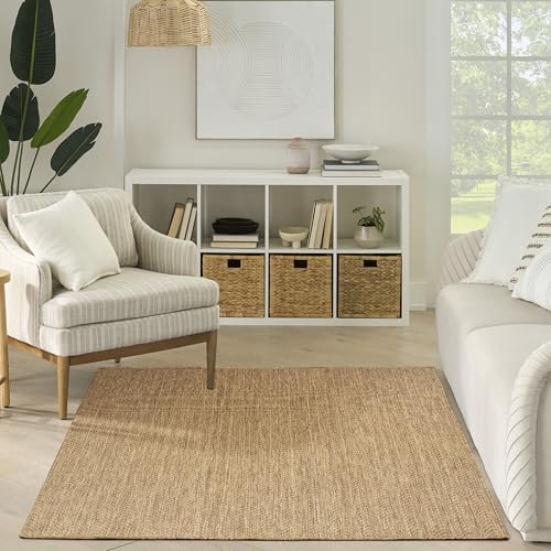 Nourison Home Horizon Indoor/Outdoor Natural 5' x 7' Area Rug - Easy Clean, Non Shedding, Bed Room, Living Room, Dining Room, Kitchen (5' x 7') - color: Natural, size: 5' x 7' (Rectangular)