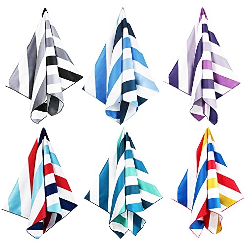 Whale Flotilla 6 Pack Large Quick Dry Beach Towel (30"x60"), Microfiber Sand-Free Beach Towel Set, Super Absorbent Compact Pool Travel Accessories, Navy/Black/Summer/Aqua/Blue/Purple - color: Navy/ Black/ Summer/ Aqua/ Blue/Purple, size: 60.00" x 30.00"