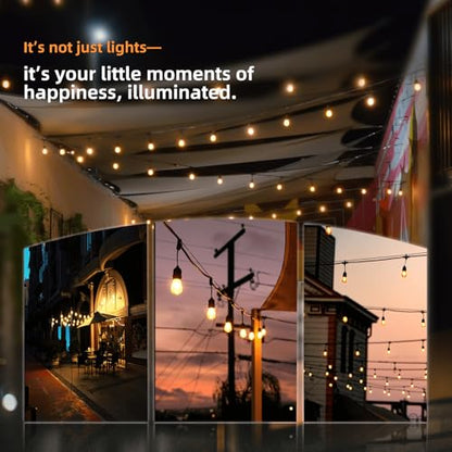 200FT Outdoor String Lights with 60+3 Replaceable S14 Edison Bulbs 2200K, Weatherproof for Patio Outside, 2Pack Linkable, Hooks and Zip Ties Included - size: 200 feet(2Pack)