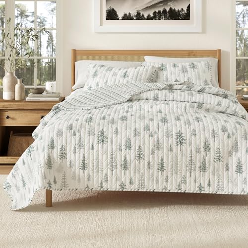Great Bay Home Lodge Quilt Set - 2-Piece Twin/Twin XL Size Rustic Bedding Set - Lightweight, All-Season, Reversible Bedspread (Grey/Green) - color: Grey / Green, size: Twin / Twin XL