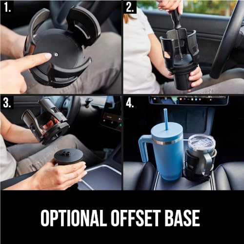 GORILLA GRIP Patent Pending Adjustable Car Cup Holder Expander, 2 PK, Keeps Water Bottle Secure, Expands to Fit 18 to 48 oz Bottles, Yeti, Owala, Stanley with Handle, Coffee Mug Insert for Cars, Black - color: Black