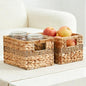 Bagnizer Water Hyacinth Wicker Basket, Decorative Woven Baskets with Built-in Handles, Hand-woven Storage Organizer for Organizing Pantry, Livingroom, Bedroom, Shelves, Toilet(2-PACK, Blended)