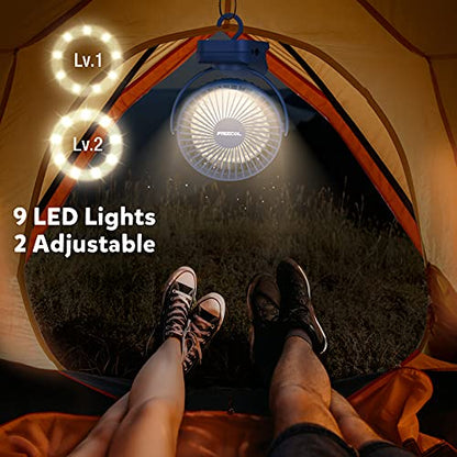 Clip on Fan 65 Hours Portable Desk Fan Rechargeable with LED Lights & Hooks 12000 Capacity Battery Operated Fan with Clips Small Desk Fan Mini Fans for Tents Travel Outdoor Camping Golf Cart Stroller - color: Dark Blue
