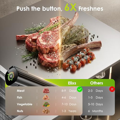 Elxis Vacuum Sealer, Portable handheld Vacuum Sealer + 30 Reusable Vacuum Bags, Portable Food Sealer, With LED pressure display, 2-Speed Pressure Control (60/80 Kpa) - size: Vacuum Sealer + 30 Bags