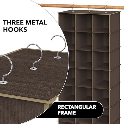 Simple Houseware 24 Section Shelves Hanging Shoes Organizer Holder for Closet, Brown - color: Brown