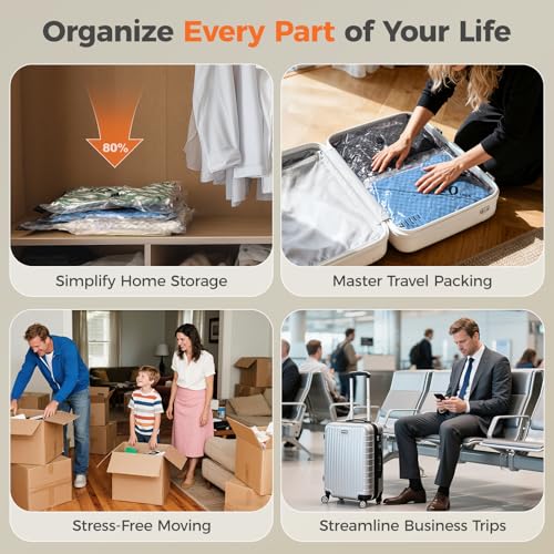 Nicetree 18-Pack Vacuum Bags for Travel with Rechargeable Pump, Compression Packing Bags for Carry-On Luggage & Suitcase, Vacuum Seal Bags for Clothing, 3 Sizes for Travel & Home Storage - style: 18 Combo Set