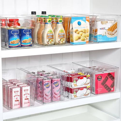 Vtopmart 6 Pack Clear Plastic Storage Bins, Pantry Organizer Containers with Handle for Refrigerator, Fridge, Cabinet, Kitchen, Countertops, Cupboard, Home Organization and Storage, XL - size: 6 XL