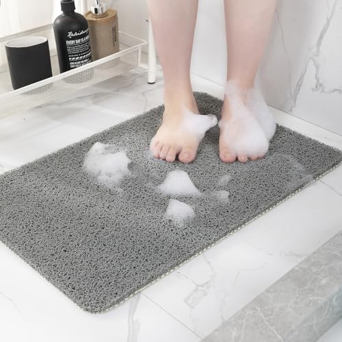 Hargiis Non-Slip Bathtub Mat, Anti Slip Shower Mat, Fast Drying Bathtub Mats, Foot Scrubber Mat, Anti Slip Mat for Tub, Floor, Bathroom, Kitchen, Home, Hotel (Grey 47"×16") - color: Grey, size: 47" x 16" (Rectangular)