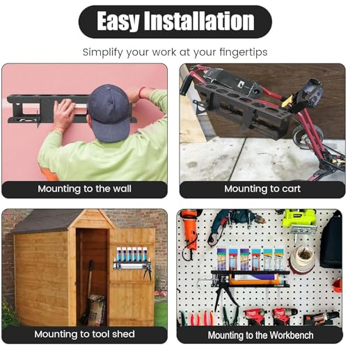 Wall-Mounted Caulking Gun Holder,6-Hole Caulk Gun & Tube Rack,Sealant Organizer with Horizontal Base,Work Truck Van Storage Organizer,Holds Caulk Gun, Sealant Tubes & Nozzles (16.54x4.33x4.33 Inches)